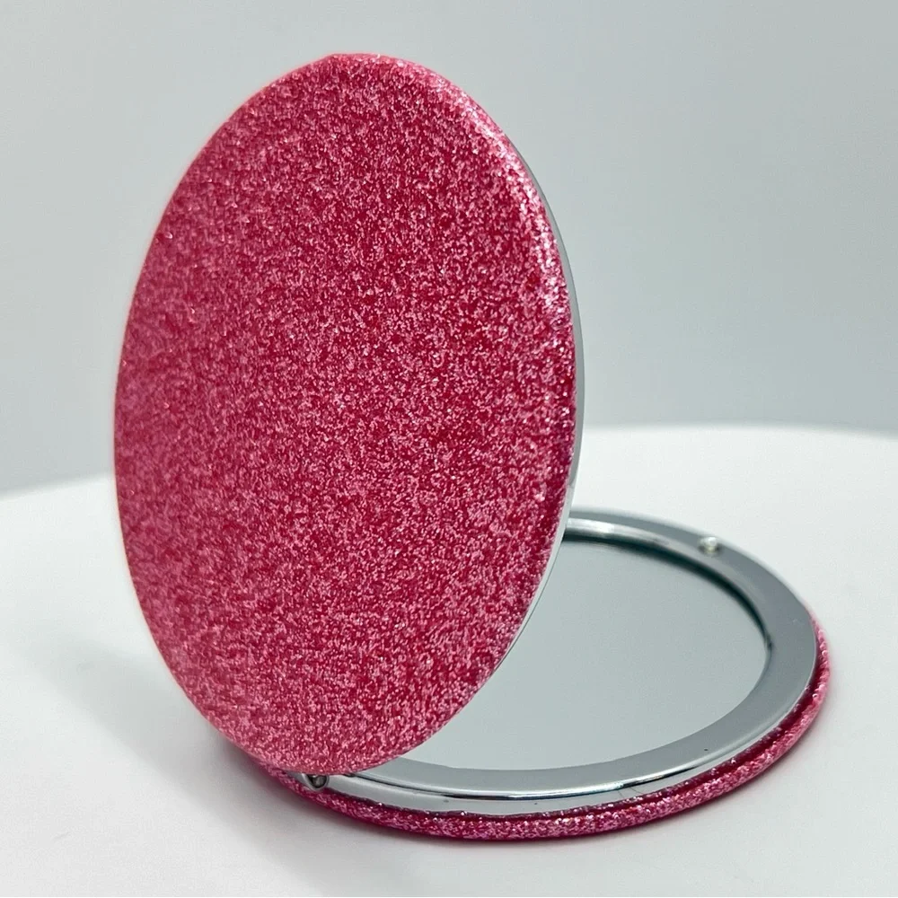 🦋$4 ~ Compact Mirror ~ Double Sided ~ Pink W Sparkles ~ NEW